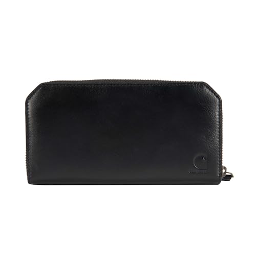 Carhartt Lässige Damen-Geldbörse aus Vollnarbenleder, mehrere Karten- und Geldfächer für einfachen Zugriff, Schwarz, Einheitsgröße, Clutch-Geldbörse von Carhartt