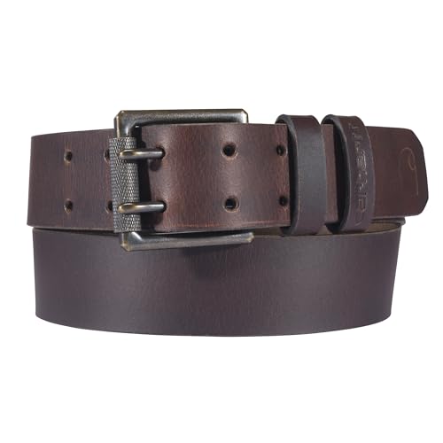 Carhartt Herren Cinturones Resistentes Casuales para Hombres, Disponibles En Varios Estilos, Colores Y Tamaños Gürtel, Craftsman Leather Double Prong (Brown), 32 von Carhartt