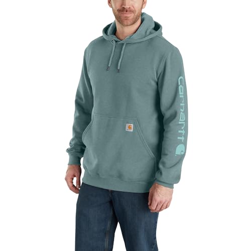 Carhartt, Herren, Weites, mittelschweres Sweatshirt mit Logo-Grafik auf dem Ärmel, Sea Pine Heather, S von Carhartt