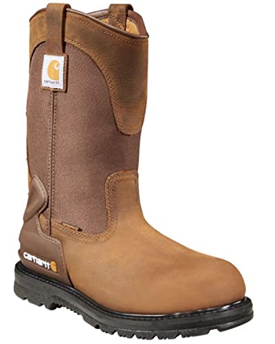 Carhartt Men's 11" Wellington Waterproof Soft Toe Pull-On Leather Work Boot CMP1100, Bison Brown Oil Tan, 10.5 M US von Carhartt