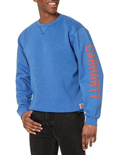 Carhartt Men's Big & Tall Loose Fit Midweight Crewneck Logo Sleeve Graphic Sweatshirt, Lakeshore Heather, 4X-Large von Carhartt