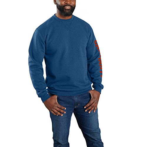 Carhartt Men's Big & Tall Loose Fit Midweight Crewneck Logo Sleeve Graphic Sweatshirt, Lakeshore Heather, 4X-Large von Carhartt