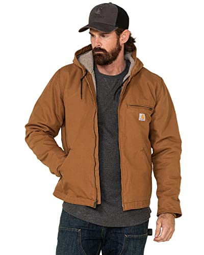 Carhartt Men's Big & Tall Relaxed Fit Washed Duck Sherpa-Lined Jacket, Brown, 2X-Large/Tall von Carhartt