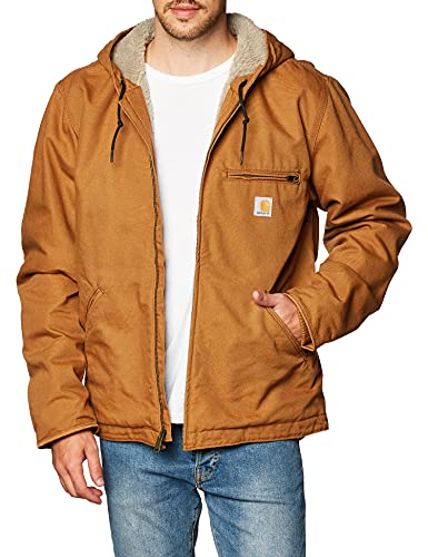 Carhartt Men's Big & Tall Relaxed Fit Washed Duck Sherpa-Lined Jacket, Brown, 2X-Large/Tall von Carhartt