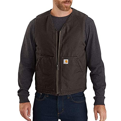 Carhartt Men's Dark Washed Duck Sherpa Lined Vest Dark Brown X-Large von Carhartt