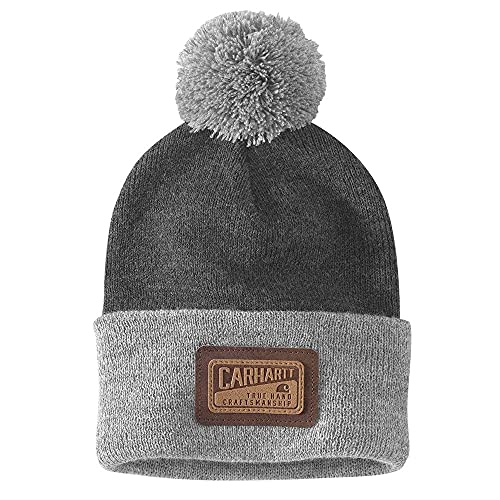 Carhartt Men's Knit Pom Cuffed Craftsmanship Patch Beanie, Coal Heather, OFA von Carhartt