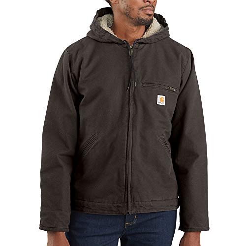 Carhartt Men's Relaxed Fit Washed Duck Sherpa-Lined Jacket, Dark Brown, Medium von Carhartt