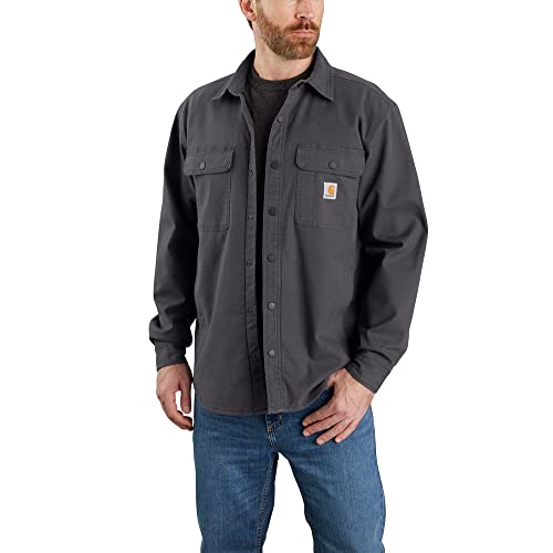 Carhartt Men's Rugged Flex Relaxed Fit Canvas Fleece-Lined Shirt Jac, Shadow, Large von Carhartt