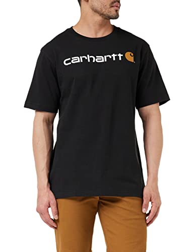 Carhartt, Herren, Lockeres, schweres, kurzärmliges T-Shirt mit Logo-Grafik, Schwarz, XS von Carhartt