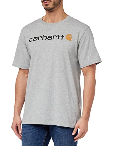 Carhartt, Herren, Lockeres, schweres, kurzärmliges T-Shirt mit Logo-Grafik, Grau meliert, L von Carhartt