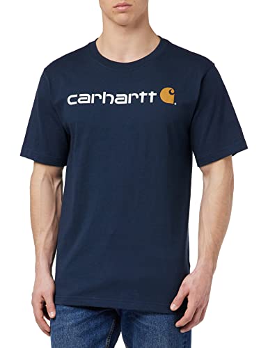 Carhartt, Herren, Lockeres, schweres, kurzärmliges T-Shirt mit Logo-Grafik, Marineblau, L von Carhartt