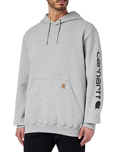 Carhartt, Herren, Weites, mittelschweres Sweatshirt mit Logo-Grafik auf dem Ärmel, Grau meliert/Schwarz, M von Carhartt