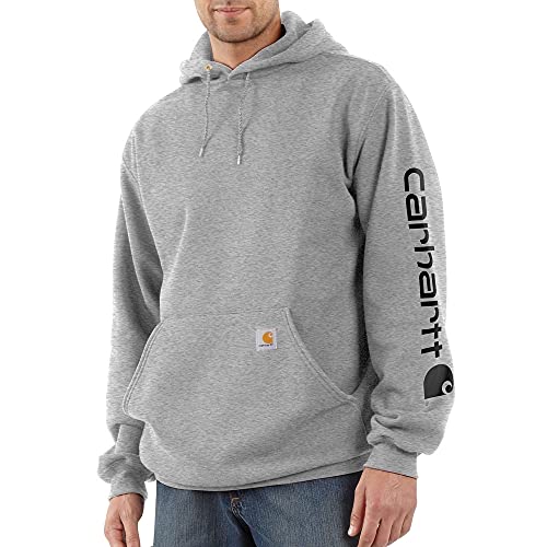 Carhartt, Herren, Weites, mittelschweres Sweatshirt mit Logo-Grafik auf dem Ärmel, Grau meliert/Schwarz, S von Carhartt