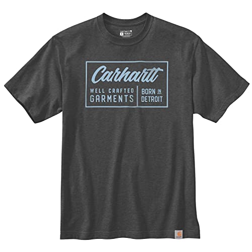 Carhartt Herren Relaxed Fit, schweres, kurzärmliges T-Shirt mit Crafted-Grafik, Anthrazit meliert, S von Carhartt