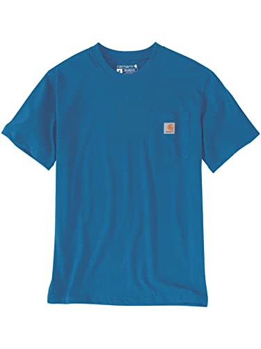 Carhartt, Herren, K87 Lockeres, schweres, kurzärmliges T-Shirt mit Tasche, Meeresblau meliert, S von Carhartt