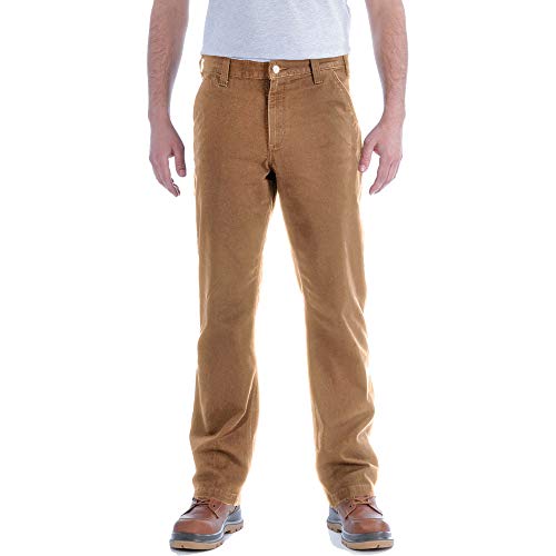 Carhartt Herren Rugged Flex Arbeitshose aus Segelleinen mit gerader Passform und schmal zulaufendem Bein Work Utility Pants, Braun, 32W / 34L von Carhartt