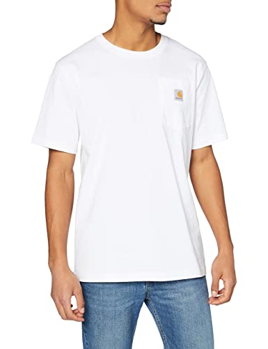 Carhartt, Herren, K87 Lockeres, schweres, kurzärmliges T-Shirt mit Tasche, Weiß, S von Carhartt