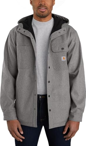 Carhartt Men's Rain Defender Relaxed Fit Heavyweight Hooded Shirt Jac, Oiled Walnut Heather, XL von Carhartt