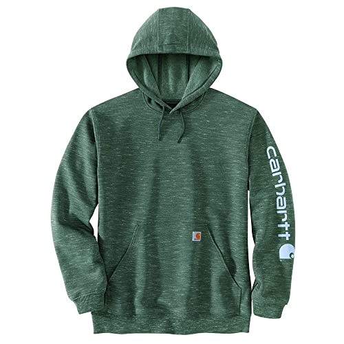 Carhartt Herren-Kapuzen-Sweatshirt aus Polyester-Baumwoll-Mischgewebe, Dehnbare Ärmel - Elm Space Dye - Gr. S von Carhartt