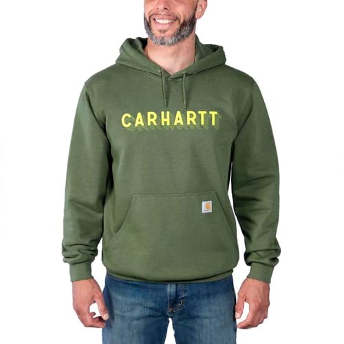 Carhartt Rain Defender Mittelgewichts-Sweatshirt mit Logo-Grafik, lockere Passform, Herren, Grün XL von Carhartt