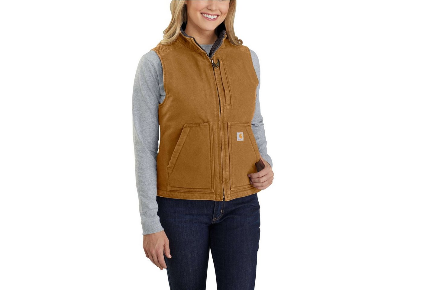 Carhartt Reitweste SHERPA LINED MOCK NECK VEST (1-tlg) Weste mit Baumwollfleece-Futter Und Stehkragen von Carhartt