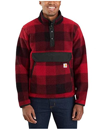 Carhartt Men's Relaxed Fit Fleece Pullover Sweater, Oxblood Plaid, XXL von Carhartt