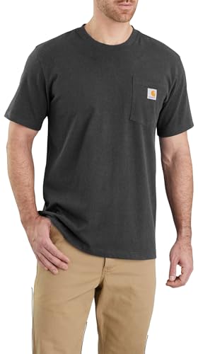 Carhartt, Herren, K87 Lockeres, schweres, kurzärmliges T-Shirt mit Tasche, Anthrazit meliert, L von Carhartt