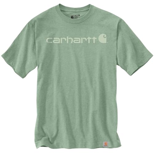 Carhartt, Herren, Lockeres, schweres, kurzärmliges T-Shirt mit Logo-Grafik, Loden Frost Heather, L von Carhartt