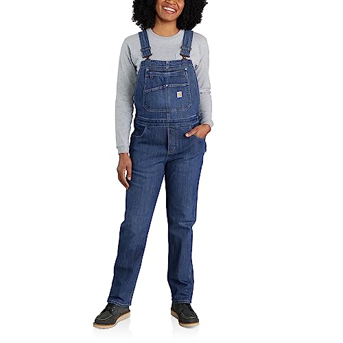 Carhartt Rugged Flex® Damen-Latzhose, lockere Passform, Denim, Bögen, Large von Carhartt