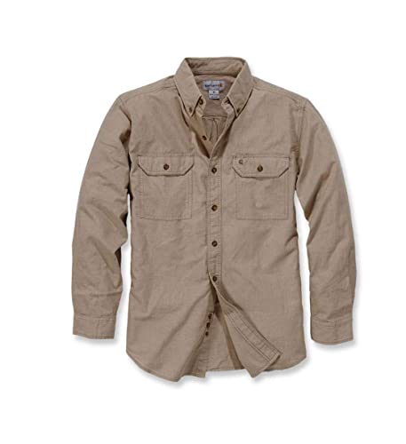 Carhartt S202 L/S Fort Solid Shirt - Arbeitshemd - Freizeithemd (S, Graubraun) von Carhartt