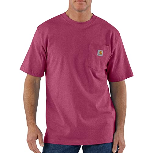 Carhartt Schweres Herren-T-Shirt, lockere Passform, kurzärmelig, mit Tasche, Beet Red Heather, Groß von Carhartt