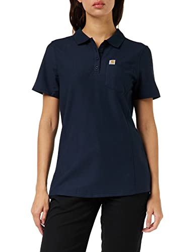 Carhartt Damen Relaxed Fit, mittelschweres, kurzärmliges Pocket Polohemd , Marineblau, L von Carhartt