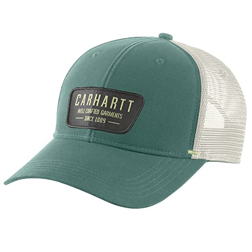 Carhartt Unisex Canvas Mesh-Back Crafted Patch Cap, Slate Green, One Size von Carhartt