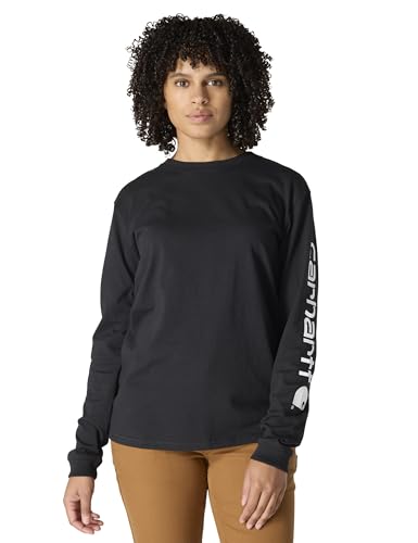 Carhartt Damen Loose Fit, schweres, langärmliges T-Shirt mit Logo-Grafik auf dem Ärmel, Schwarz, M Carhartt Damen Loose Fit, schweres, langärmliges T-Shirt mit Logo-Grafik auf dem Ärmel, Schwarz, M von Carhartt