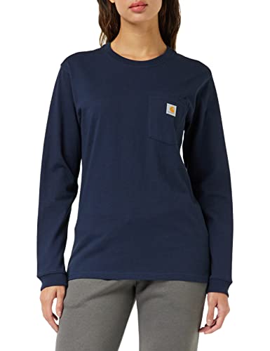 Carhartt Damen Loose Fit, schweres, langärmliges Pocket T-Shirt , Marineblau, S von Carhartt