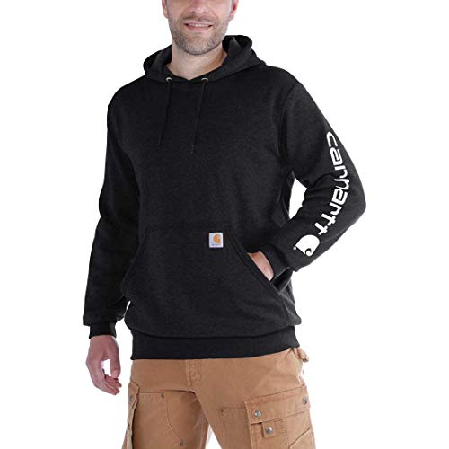 Carhartt Workwear K288 Herren-Sweatshirt mit Kapuze - Mittelschwer - Langärmelig mit Logo - Schwarz - X-Small von Carhartt