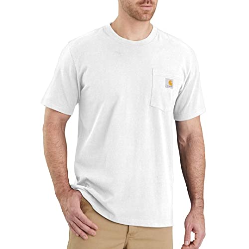 Carhartt, Herren, K87 Lockeres, schweres, kurzärmliges T-Shirt mit Tasche, Weiß, XXL von Carhartt