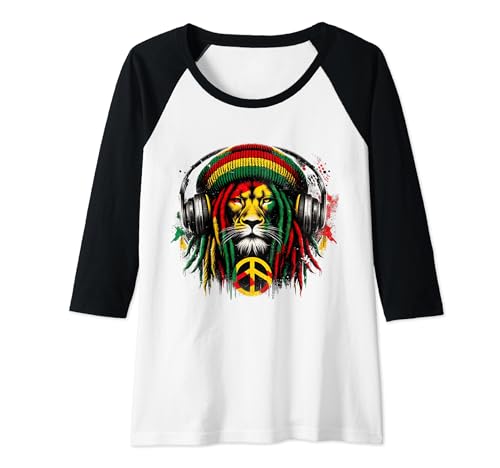 Damen Rasta Lion Roots Reggae Kleidung für Herren, Jamaika-Wurzeln, Reggae Raglan von Caribbean Culture Wearables