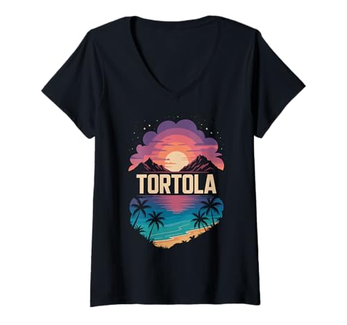Damen Tortola, Britische Jungferninseln Sonnenuntergang und Strandspaß T-Shirt mit V-Ausschnitt Damen Tortola, Britische Jungferninseln Sonnenuntergang und Strandspaß T-Shirt mit V-Ausschnitt von Caribbean Vacation Travel Designs