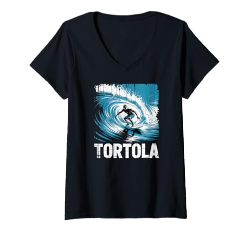 Damen Tortola, Britische Jungferninseln Surf und Beach Fun T-Shirt mit V-Ausschnitt Damen Tortola, Britische Jungferninseln Surf und Beach Fun T-Shirt mit V-Ausschnitt von Caribbean Vacation Travel Designs