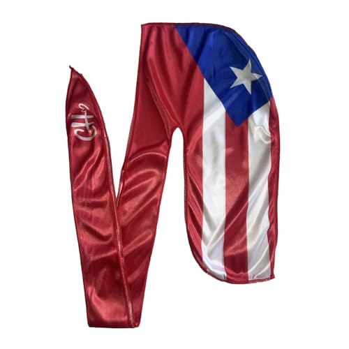 Caribe Heart Puerto Rico Flag Durag - Premium Silky Durag für Damen & Herren Atmungsaktiv & Stilvoll Kopfbedeckung Caribe Heart Puerto Rico Flag Durag - Premium Silky Durag für Damen & Herren Atmungsaktiv & Stilvoll Kopfbedeckung von Caribe Heart