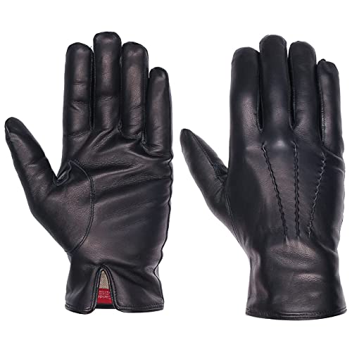 Caridei Classic Nappaleder Herrenhandschuhe Fingerhandschuhe Handschuhe Lederhandschuhe (9 1/2 HS - dunkelblau) von Caridei