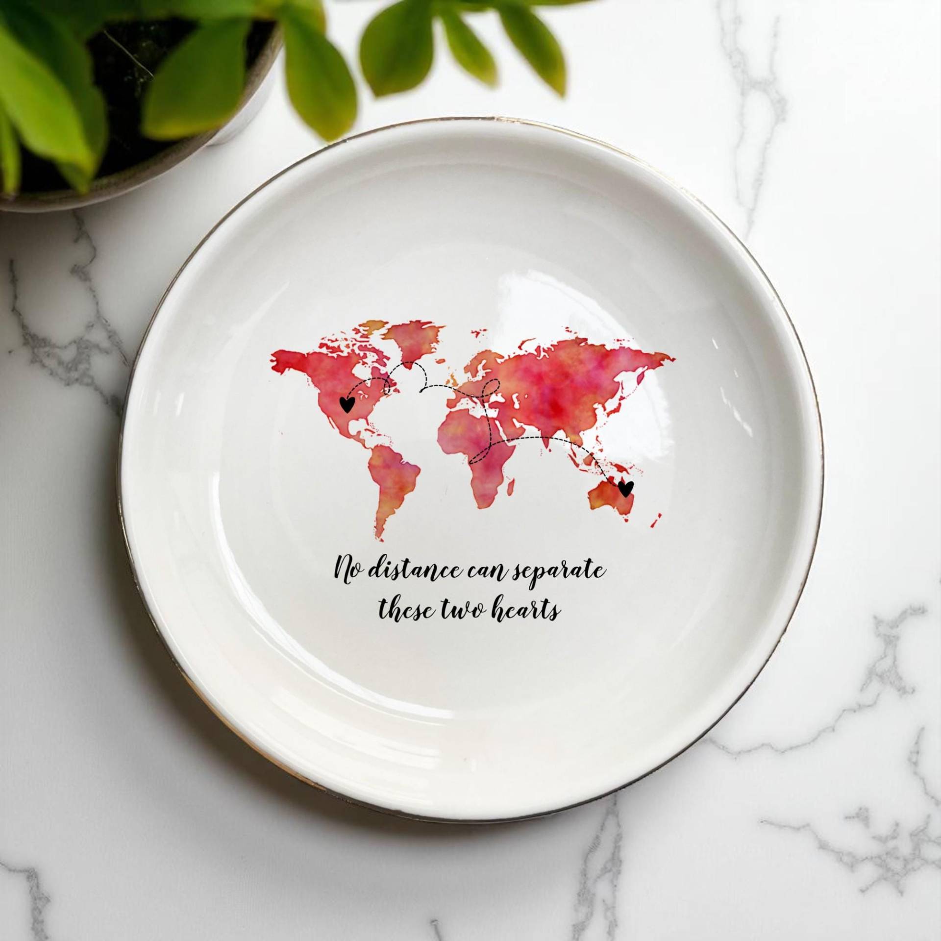 Personalisierte Fern Bff Geschenk, Aquarell Weltkarte 2 Herzen Verbunden, Freundschaft, Miles Apart, Aber Nah Am Gericht von CarinaKCrafts