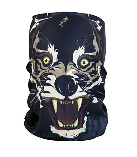 Caripe Damen Herren Multifunktionstuch Gesichtsmaske Bandana Schlauchtuch Gesichtsschutz Sport Motorrad Fahrrad Schlauchschal elastisch (Wolf Modell 4) von Caripe