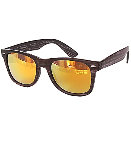 Caripe Damen Herren Sonnenbrille verspiegelt Retro Nerd Vintage 80er, SP (2039 Holzoptik grau-braun sun verspiegelt) von Caripe