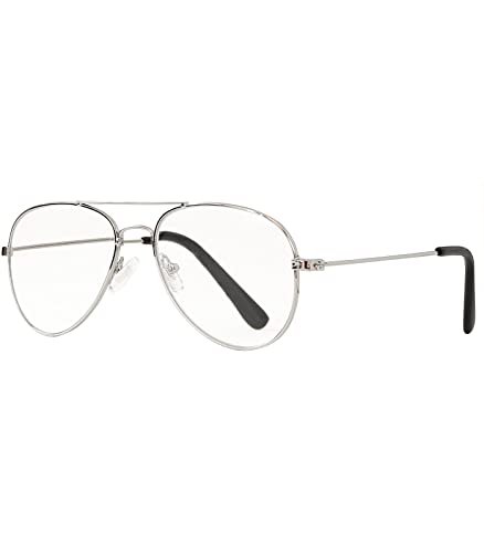 Caripe Herren Damen Lesebrille Retro Nerd Vintage Pilotenbrille Metall Lesehilfe M276 (Silber, 3.0, diopters) von Caripe