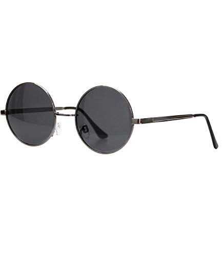 Caripe Lennon Retro Vintage Sonnenbrille Metall Damen Herren rund Nickelbrille (1015 Metallic Smoke Polarisiert), Einheitsgröße von Caripe