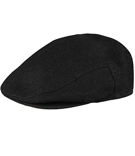 Caripe Stroh Flatcap Schiebermütze Hut Kappe - jut2 (57 cm, schwarz) von Caripe