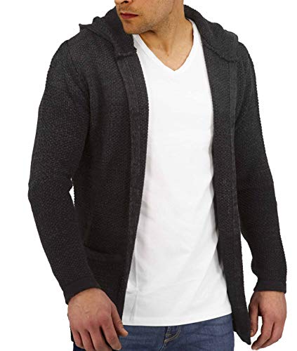 CARISMA Casual Herren Strickjacke mit Kapuze in Colour-Block, Anthra, M von Carisma