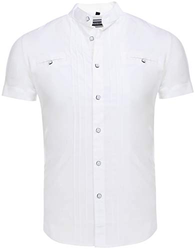 Carisma Casual Herren Kurzarmhemd Freizeit/Business Hemd Kontrast Hemd Slim-Fit mit Stehkragen 9006 Weiss 4XL von Carisma